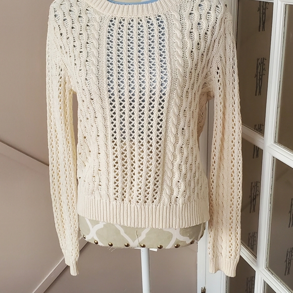 Bethany Mota 2-way to wear Cream Sweater cardigan with black bow. Cotton knitted - Picture 5 of 7